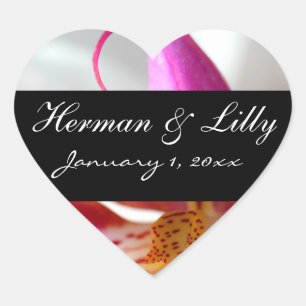 Innerhalb einer weiße Orchideen-personalisierten Herz-Aufkleber