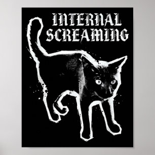 Innerlich schreiende schwarze Katze Fell Angst got Poster