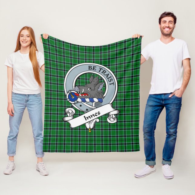 Innes Junting Clan Abzeichen Tartan Kariert Fleecedecke (Beispiel)