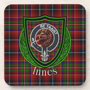 Innes schottischer Clan Tartan & Wappen Getränkeuntersetzer