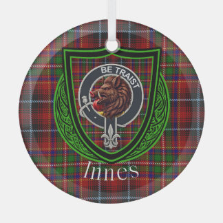 Innes schottischer Clan Tartan & Wappen Ornament Aus Glas