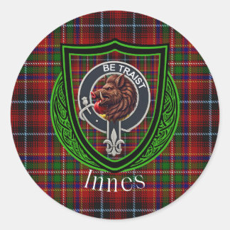 Innes schottischer Clan Tartan & Wappen Runder Aufkleber