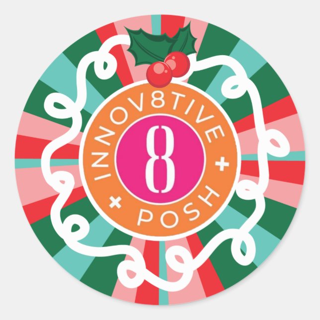 Innov8tive + Posh Christmas Classic Round Sticker (Vorderseite)