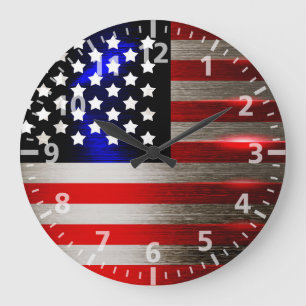 Innovative Laser-Schnitt-amerikanische Flagge 2 Große Wanduhr