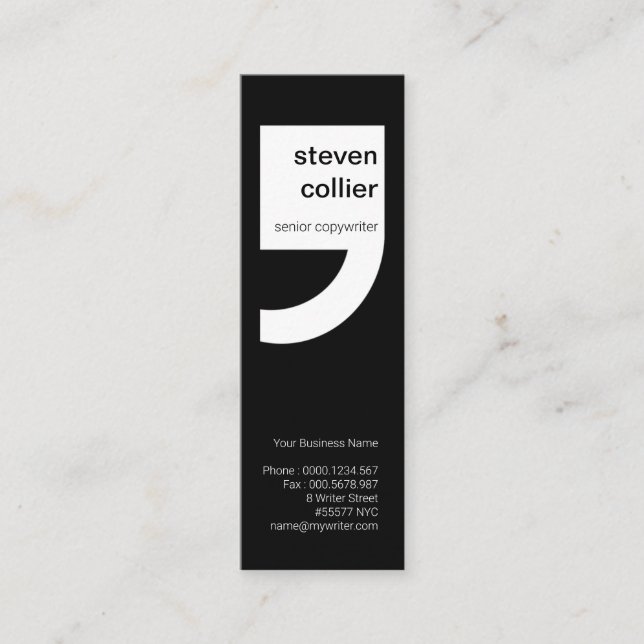 Innovatives White Quotation Mark Writing Mini Visitenkarte (Vorderseite)