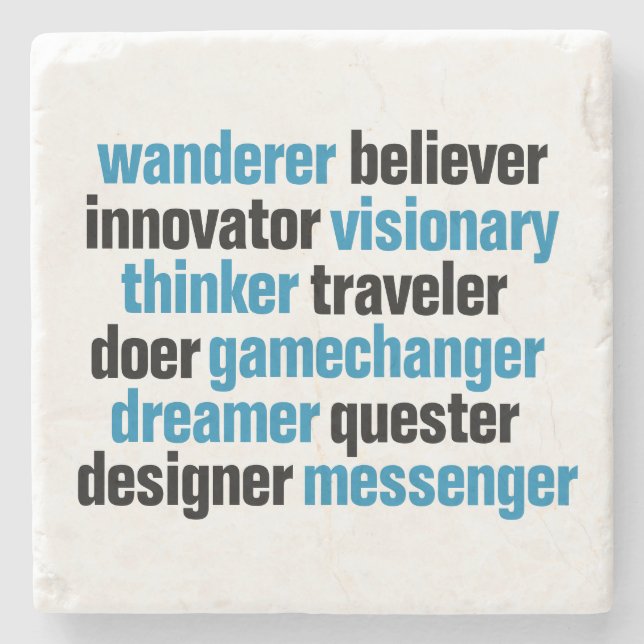 Innovator Gamechanger Visionary Dreamer Tag Cloud Steinuntersetzer (Vorderseite)
