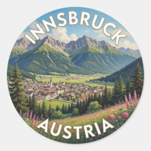 Innsbruck Österreich Alpen-Tal-Szene Runder Aufkleber