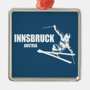 Innsbruck Österreich Skifahrer Ornament Aus Metall