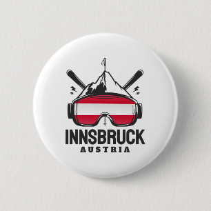 Innsbruck Österreich Skigebiet Retro Skifahren Button