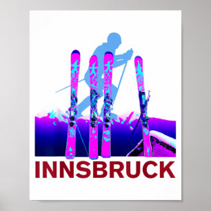 Innsbruck Skifahren & Snowboardfahren Retro 90er Poster