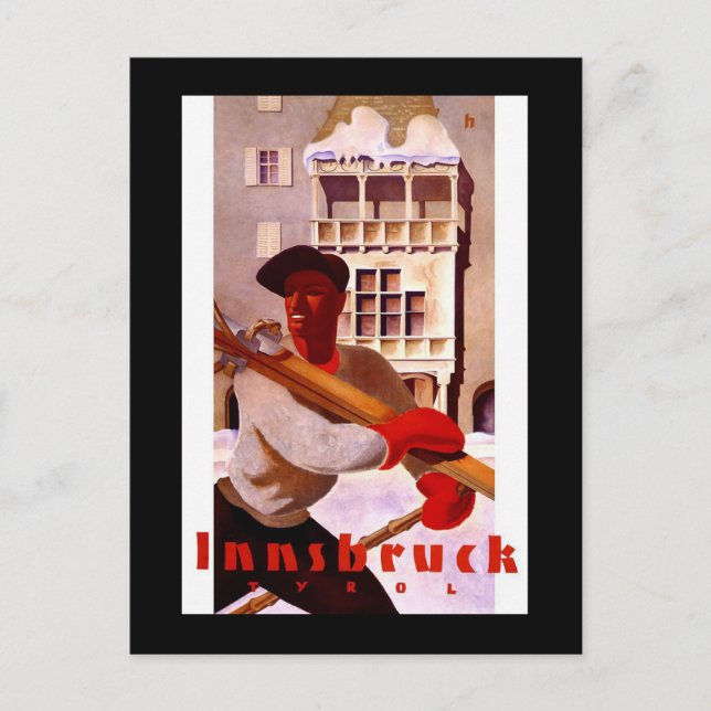 "Innsbruck" Vintage Travel Poster Postkarte (Vorderseite)
