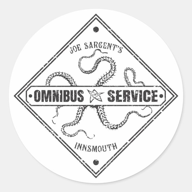 Innsmouth Bus Service Joe Sargent Runder Aufkleber (Vorderseite)