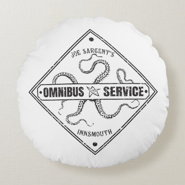Innsmouth Bus Service Joe Sargent Rundes Kissen (Vorderseite)