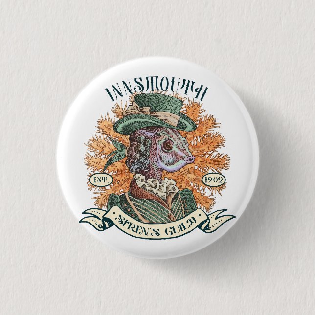 Innsmouth Sirens Gild — Die Perlfrau Button (Vorderseite)