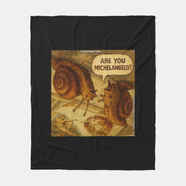 Inquisitive Snail & Michelangelo Parody Cartoon  Fleecedecke (Vorderseite)