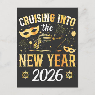 Ins neue Jahr 2026 cruisen Postkarte