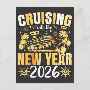 Ins neue Jahr 2026 cruisen Postkarte