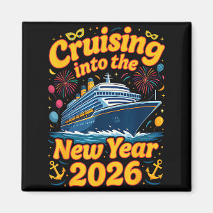 Ins neue Jahr 2026 kreuzen Crew-Team Familie Ma Magnet