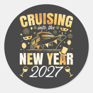 Ins neue Jahr 2027 cruisen Runder Aufkleber