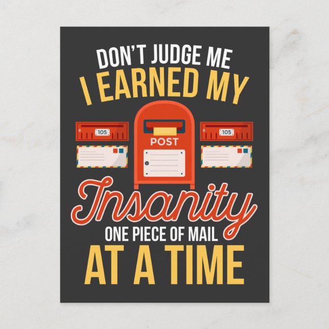 Insane Postman Funny Christmas Remüman Mailman Postkarte (Vorderseite)