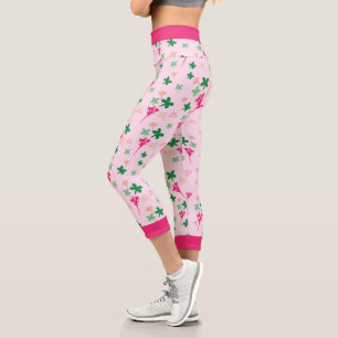 Insanely Pink Floral Botanic Capri Leggings