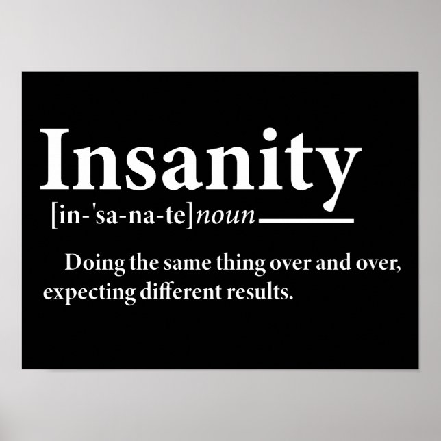 Insanity Definition Funny Wahnity Erklärung Poster (Vorne)