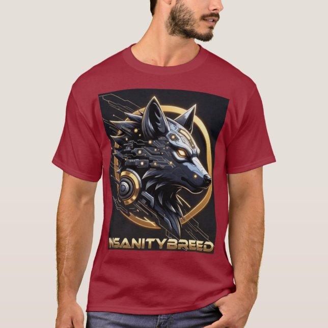 INSANITYBREED - Cybernetic Wolf Tech T-Shirt (AI A (Vorderseite)