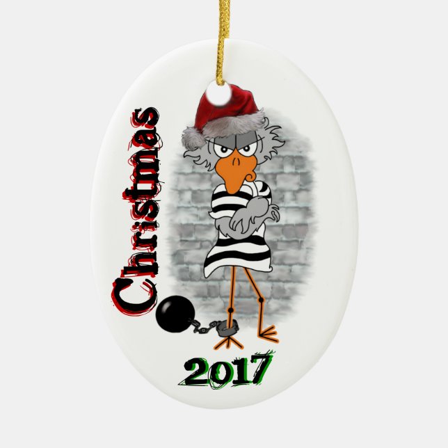 Insassejailbird-Weihnachtsverzierung Keramik Ornament (Vorne)