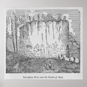 Inschriftenfelsen, in der Nähe des Pueblos Zuni Poster