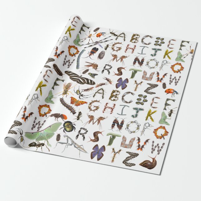 Insekt und Bug Alphabet - Creepy Crawlies for Kids Geschenkpapier (Ungerollt)