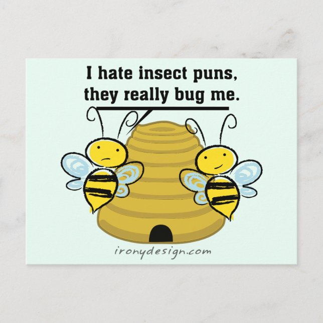 Insekten Puns Bug Me Funny Bumble Bienen Postkarte (Vorderseite)