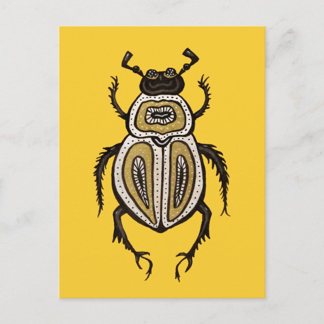 Insektenkunst Lover Yellow Decorative Käfer Postkarte (Vorderseite)
