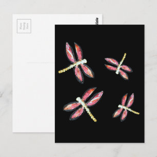 Insektenkunst tanzt Rosa Dragonfly Postkarte