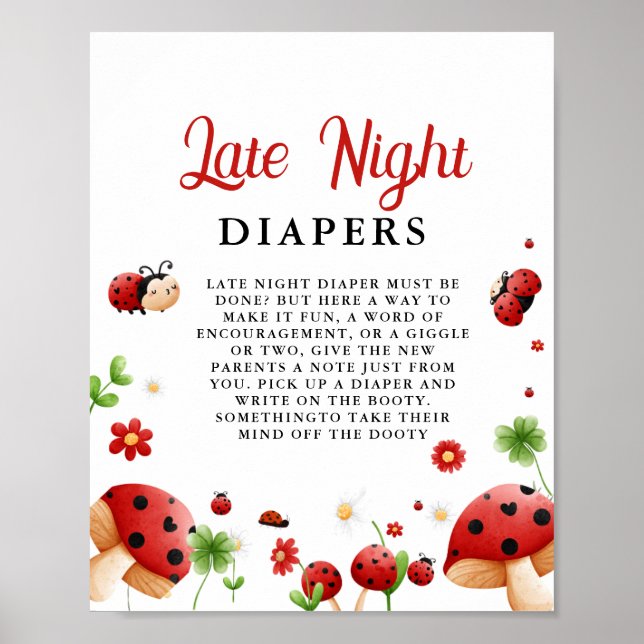 Insektenlaute Lady Late Night Diaper Kinderduschen Poster (Vorne)