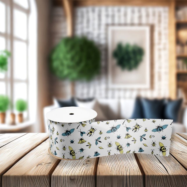 Insektenmuster | weiß satinband (Von Creator hochgeladen)