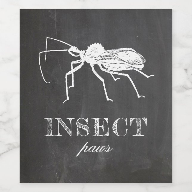 Insektenpaws. Chalkboard-Halloween-Party. Hexe Weinetikett (Einzelnes Label)