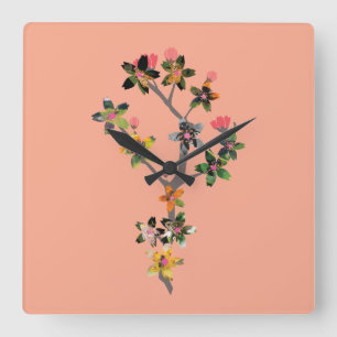 Insektenzweige Quadratische Wanduhr