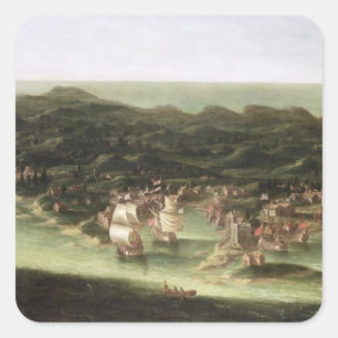 Insel Barbados, c.1694 (Öl auf Leinwand) Quadratischer Aufkleber