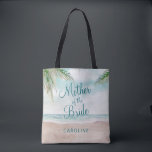 Insel Breeze Painted Beach Mother of the Bride Tasche<br><div class="desc">Insel Breeze Painted Beach Szene,  mit Ocean Waves,  Sandy Beach und Palmen,  mit einem schönen aquamarinen blauen Himmel. Mit modernen Typografie-Script-Schriftart. Ein Sommer tropischer Strand,  oder Hochzeit in Urlaubsort Design - Personalisierte Mutter der Bride Tragetaschen! ~ Karo mein Shop zu sehen,  die gesamte Hochzeitssuite für dieses Design!</div>
