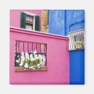 Insel Burano, Burano, Italien. Farbige Häuser in B Magnet