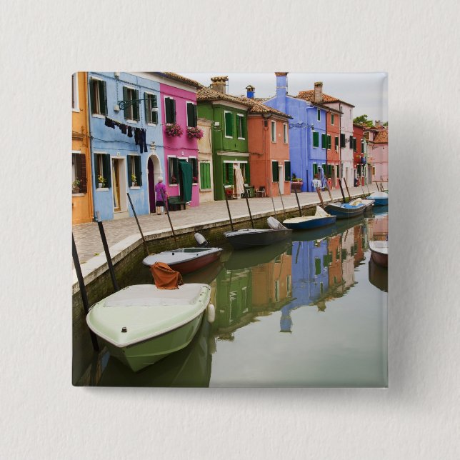 Insel Burano, Burano, Italien. Farblich 4 Button (Vorderseite)