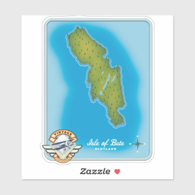 Insel Bute Karte Aufkleber (Blatt)