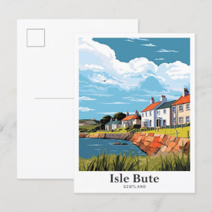 Insel Bute Schottland Vintage Reiseillustration Postkarte