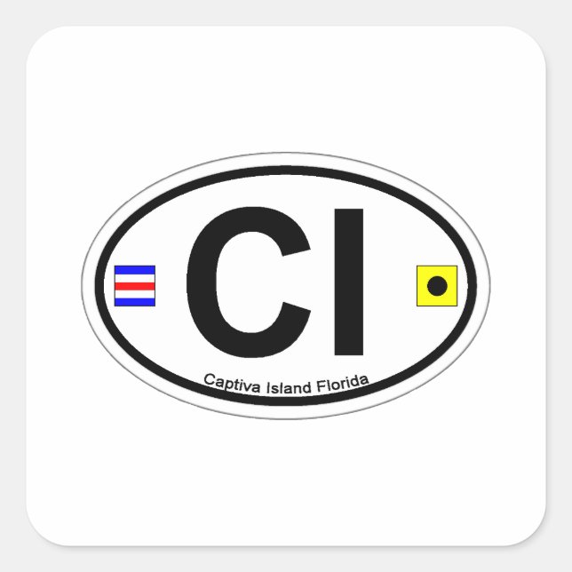 Insel Captiva - Oval. Quadratischer Aufkleber (Vorderseite)