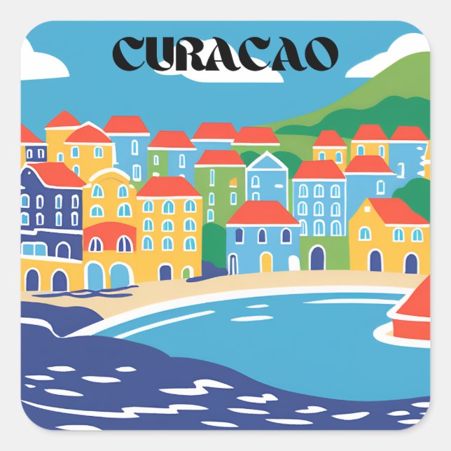 Insel Curacao Quadratischer Aufkleber (Vorderseite)