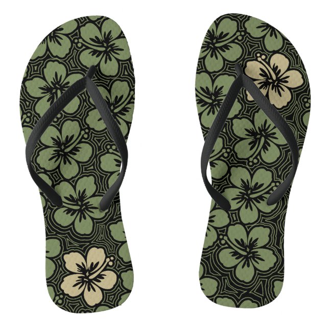 Insel Floral Hawaiian Accent Hibiskus Pinstriped Flip Flops (Fußbett)
