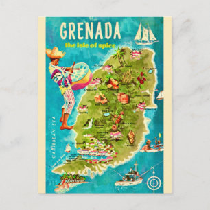 Insel Grenada Karte Postkarte