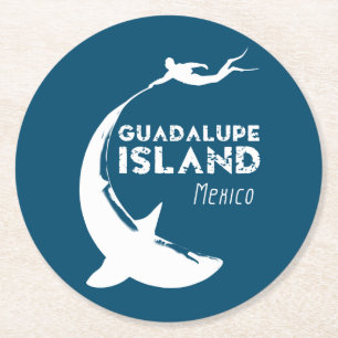 Insel Guadalupe Mexiko Tauchen mit Haien Runder Pappuntersetzer