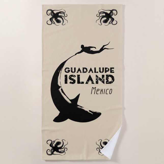 Insel Guadalupe Mexiko | Tauchen mit Haien Strandtuch (Vorderseite)