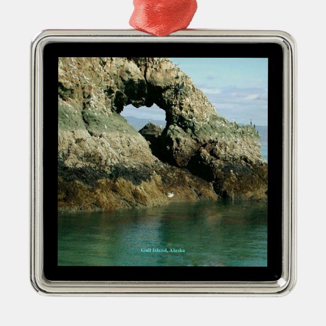 Insel Gull, Alaska Silbernes Ornament (Vorne)